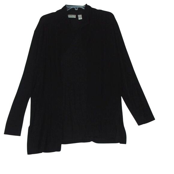 Chicos Travelers Black open front Cardigan 3/4‎ Sleeve Sz 3 (XL) Easy Care - Picture 1 of 11